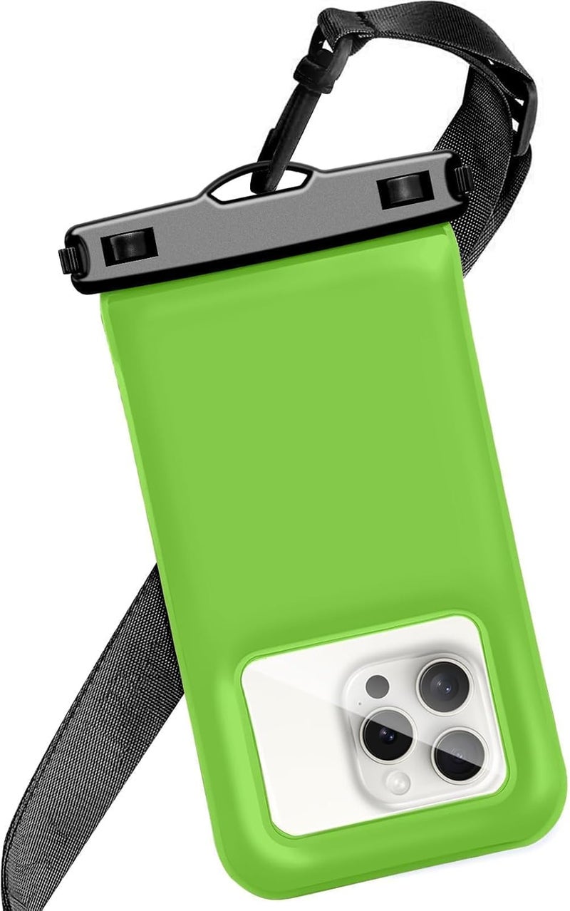 Foweroty Floatable Soap Bubble Waterproof Phone Pouch Case with Crossbody Lanyard for iPhone 17 series 16 Pro Max/15 Pro/14/13, IP68 Cellphone Dry Bag Beach Cruise Ship Essential,1 Pack-Light Green-7″ - Image 1